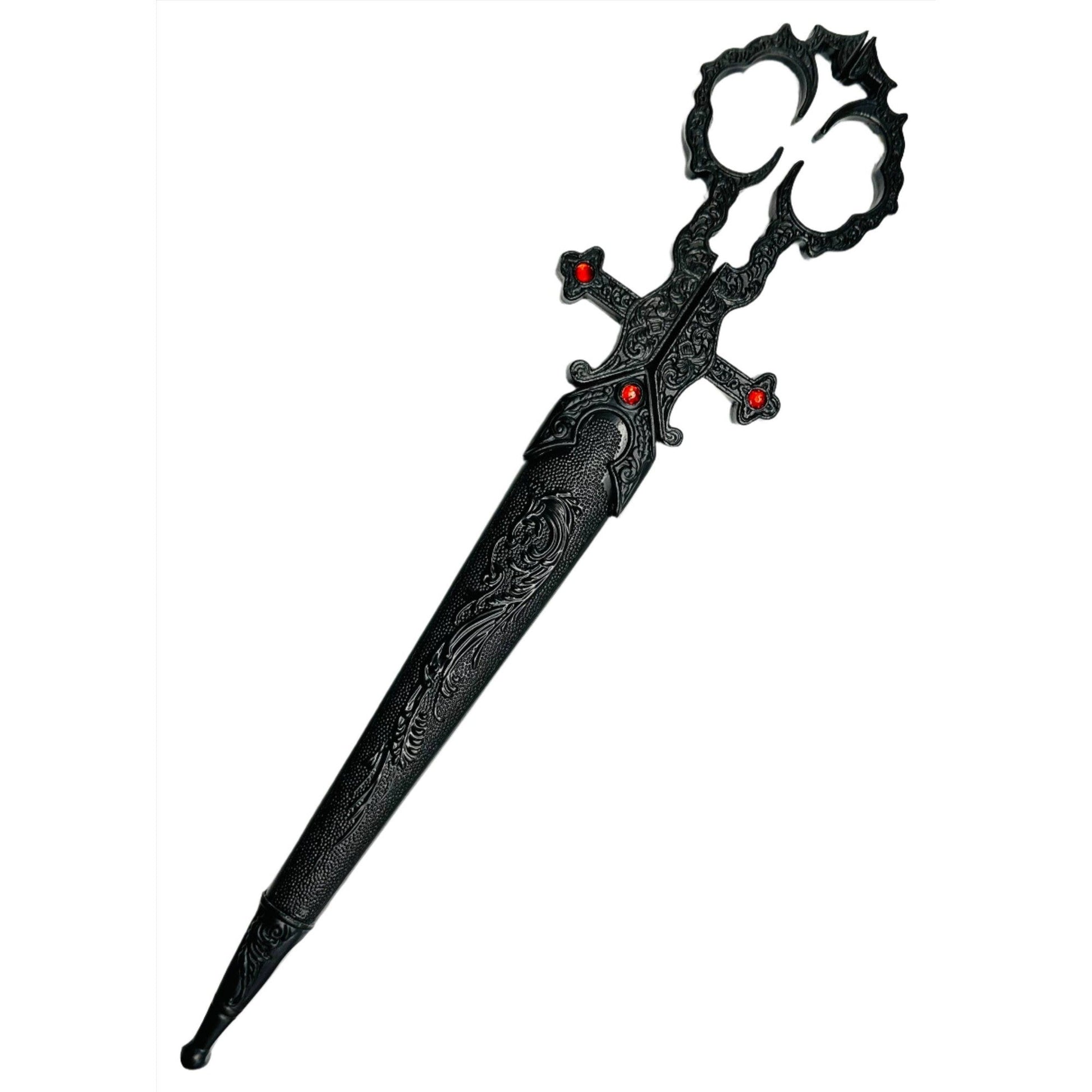 Black Renaissance Scissors with Scissors Holder | Sword in Scabbard Fantasy Novelty Large Scissors