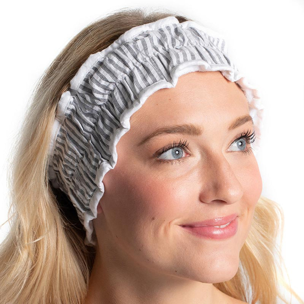 Black Seersucker Spa Headband | Hair Band for Skincare Facial After Shower