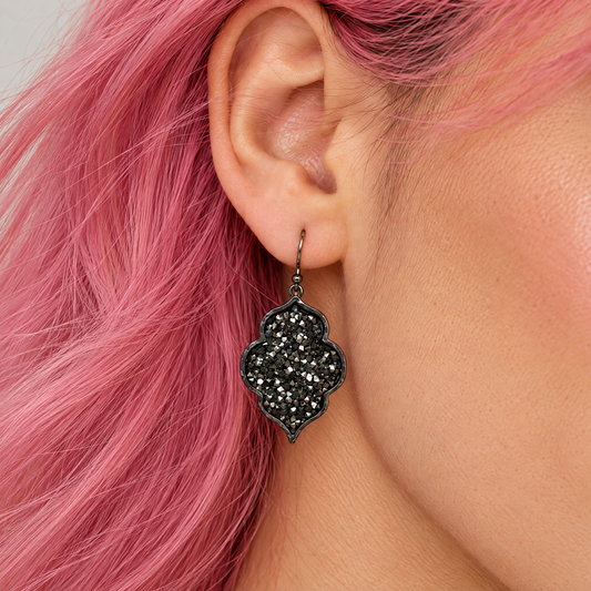 Black Textural Crystal Pavé Earrings-Paper & Quartz-The Bullish Store