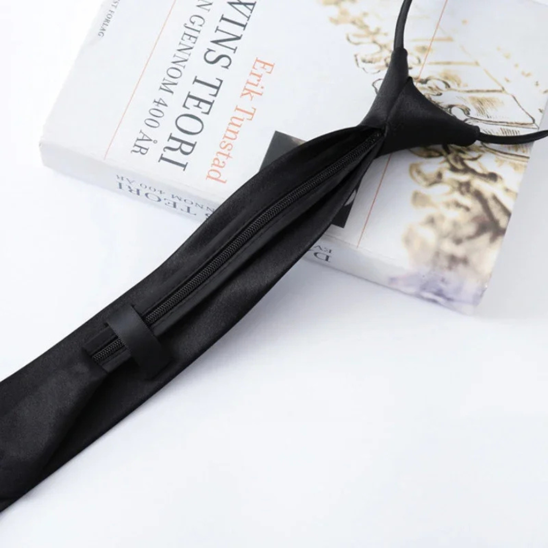 Black Zipper Necktie Necklace | Adjustable Gothic Statement Necklace