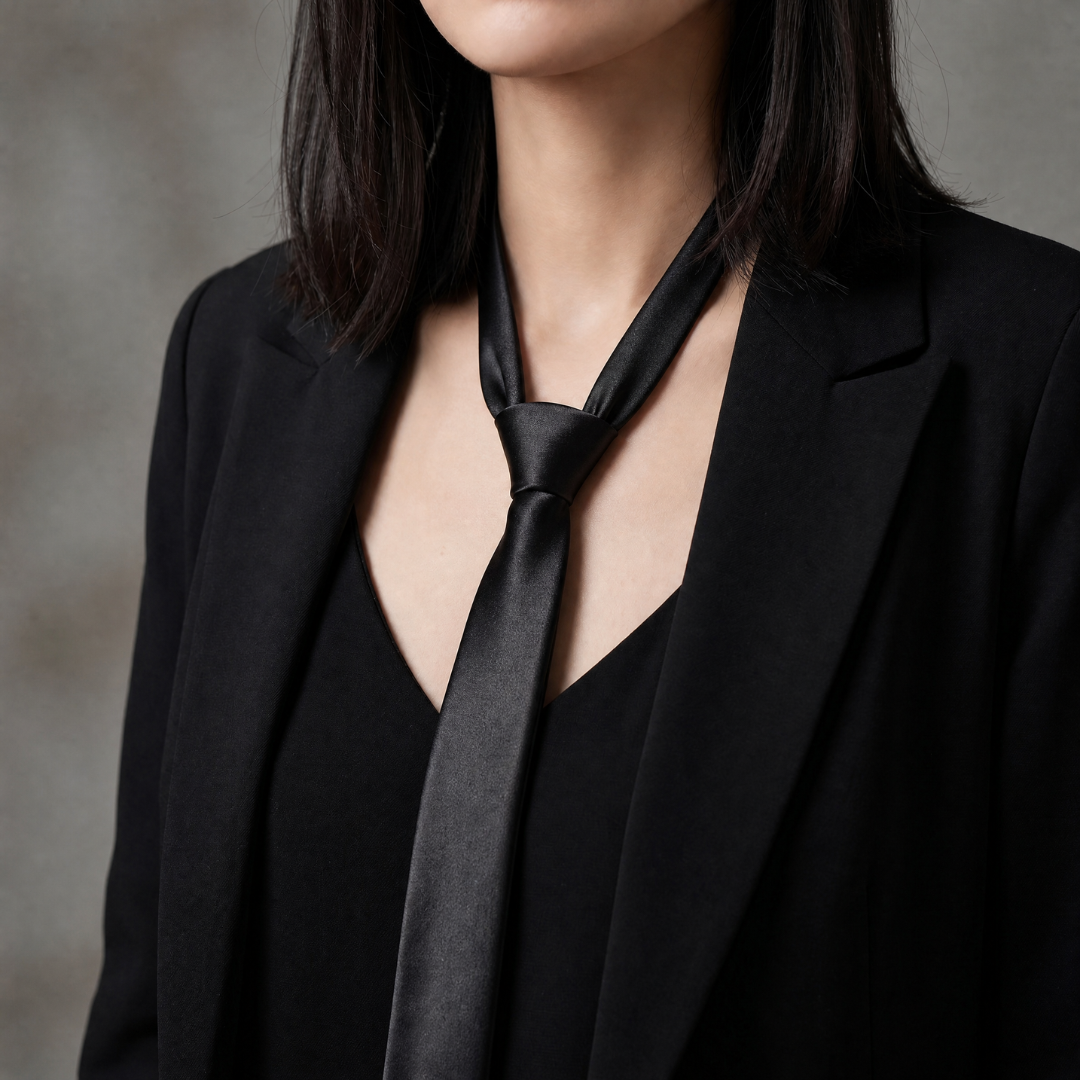 Black Zipper Necktie Necklace | Adjustable Gothic Statement Necklace
