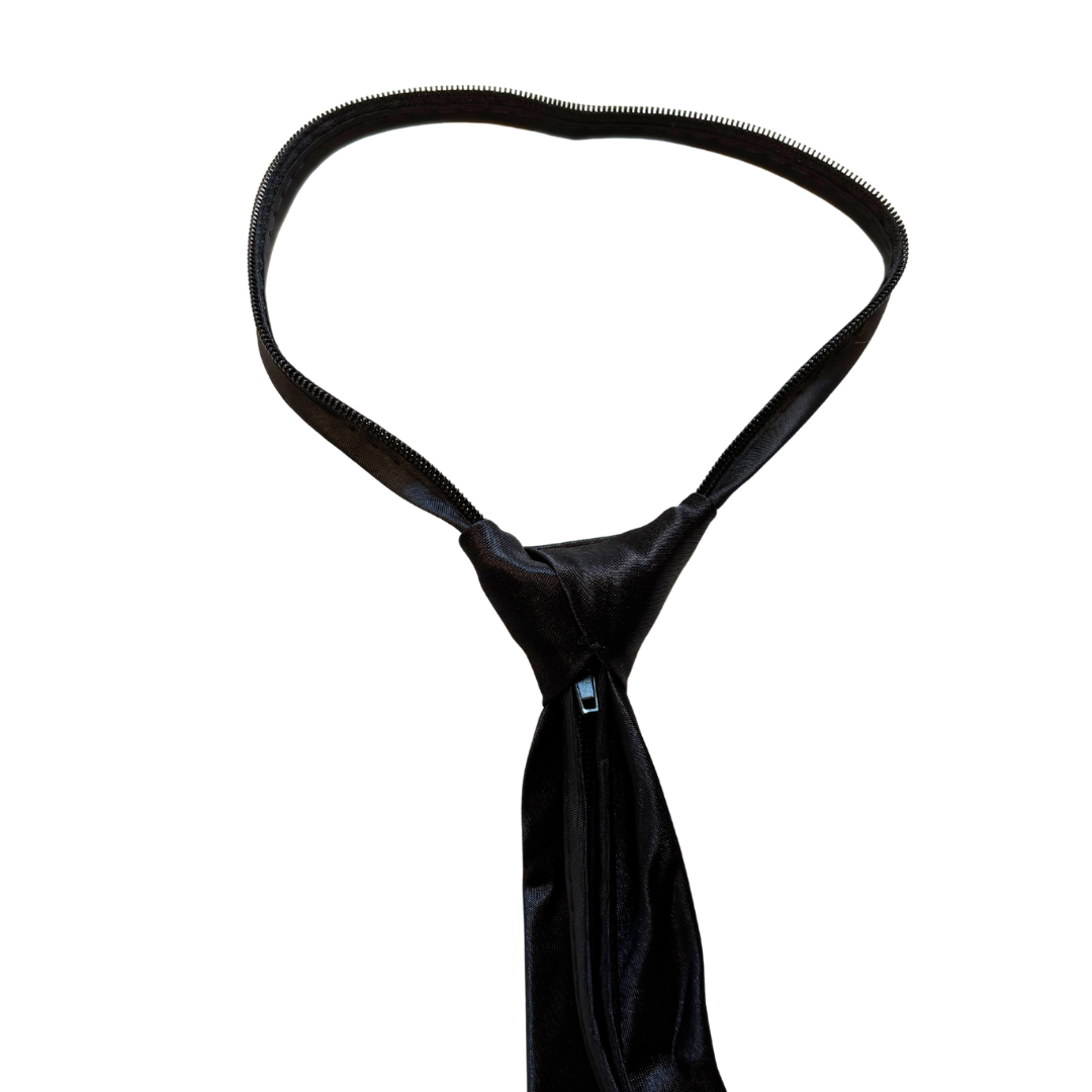 Black Zipper Necktie Necklace | Adjustable Gothic Statement Necklace