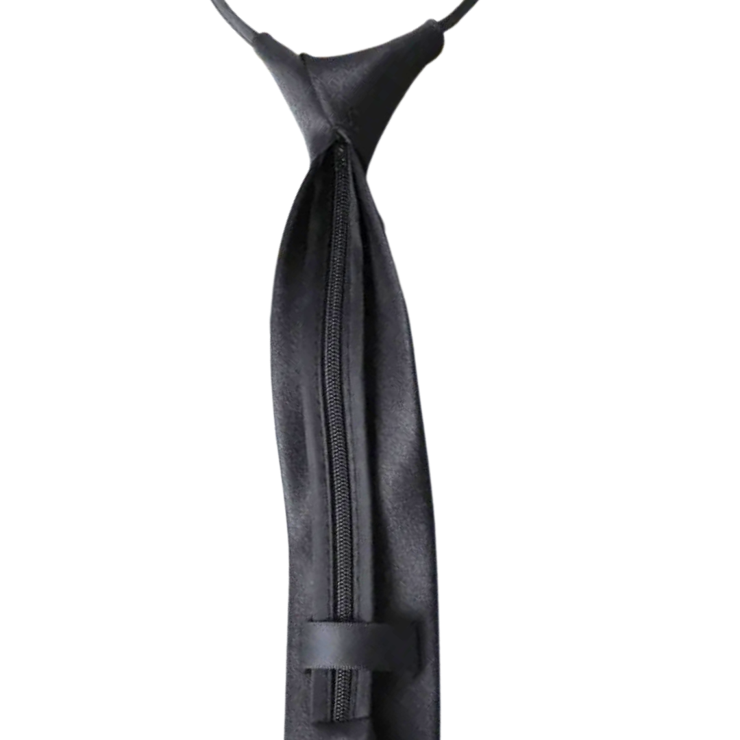 Black Zipper Necktie Necklace | Adjustable Gothic Statement Necklace