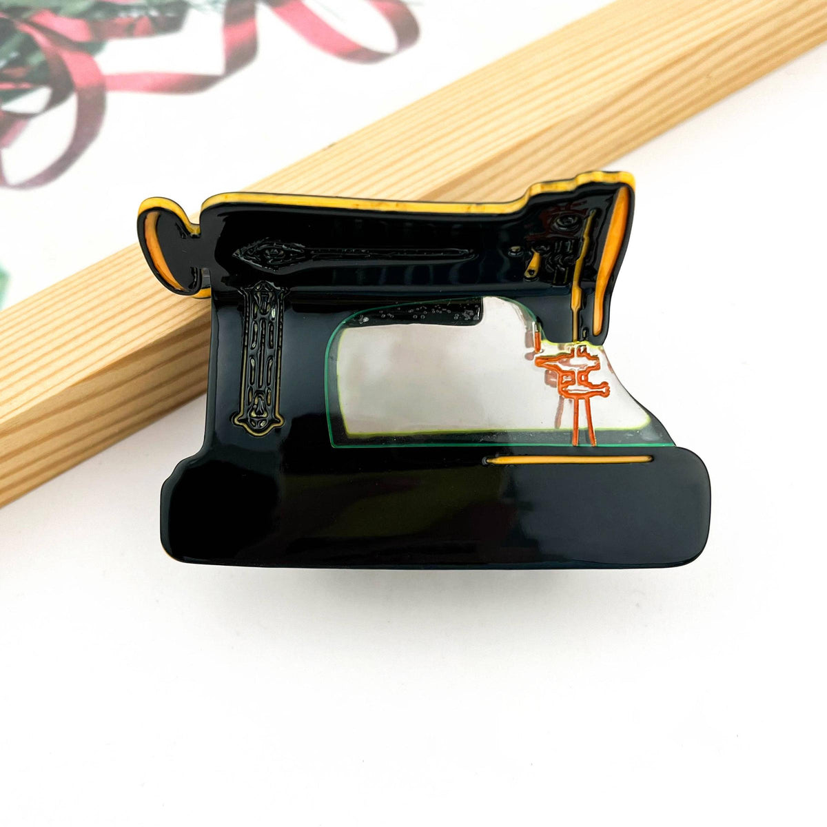 Black and Gold Sewing Machine Acetate Hair Claw-SoapElenGlen-The Bullish Store