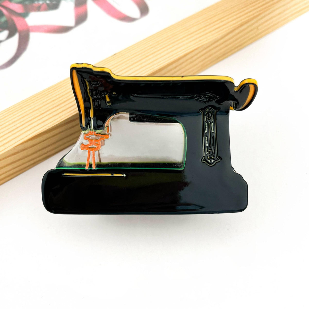 Black and Gold Sewing Machine Acetate Hair Claw-SoapElenGlen-The Bullish Store