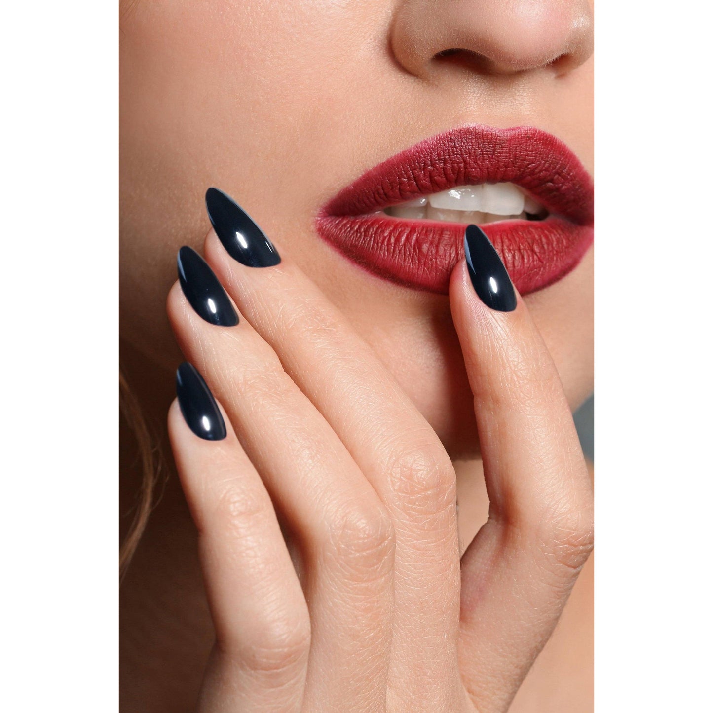 Blackberry Sugar Pop Press-On Nails | Deep Navy Nearly Black Gloss Nails | Reusable