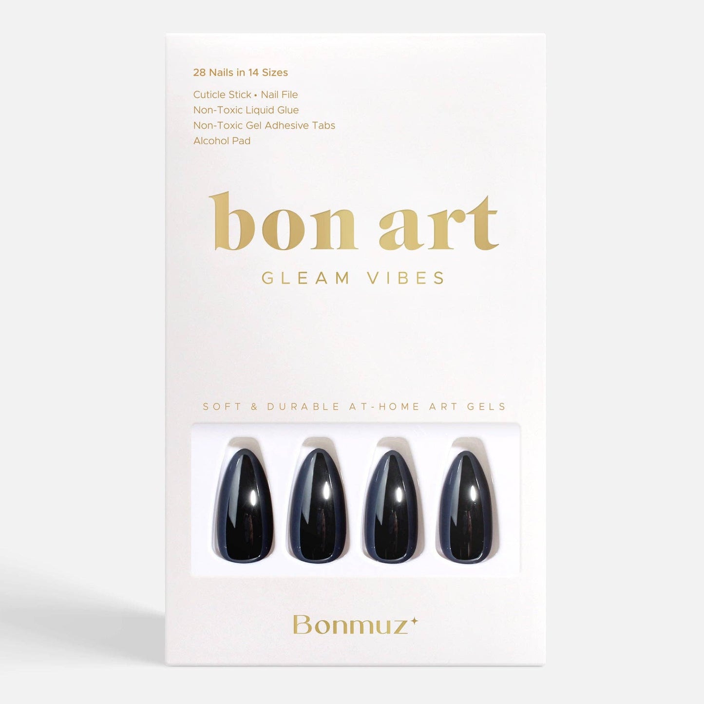 Blackberry Sugar Pop Press-On Nails | Deep Navy Nearly Black Gloss Nails | Reusable