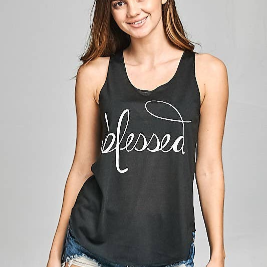 Blessed Graphic Tank Top, Yoga Tank [Only Size SM Remaining]