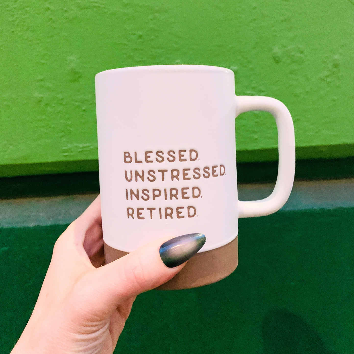 Blessed Unstressed Inspired Retired Signature Ceramic Mug | Coffee Tea Cup | 17oz