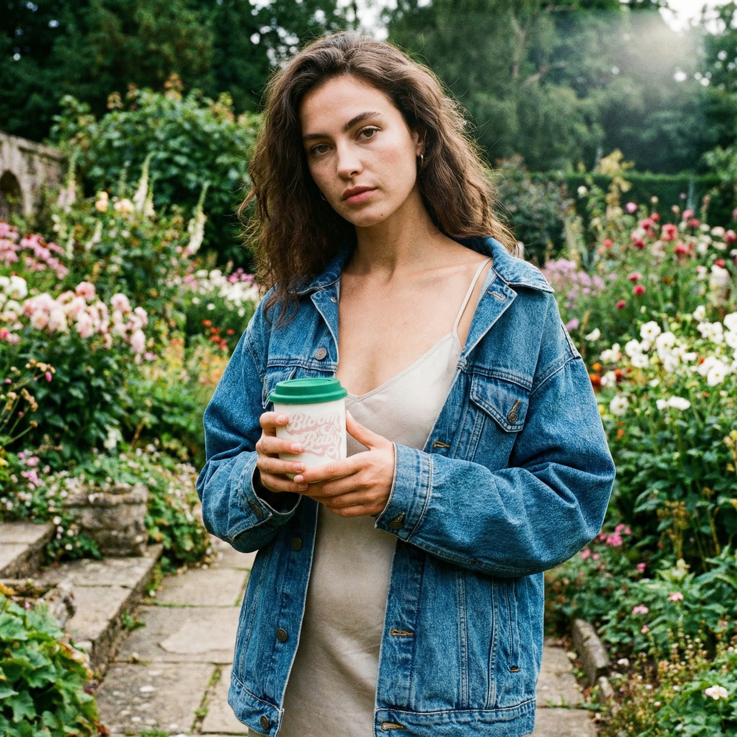 Bloom Baby Ceramic To Go Mug | Holds 16 oz. | Eco Mug with Silicone Lid and Sleeve