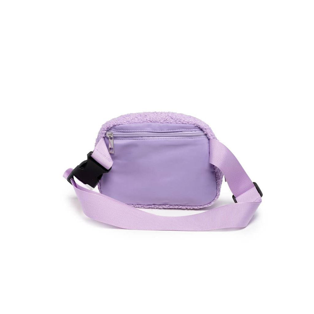 Blooming Flowers in Purple Adjustable Belt Bag | Embroidered Floral Design Waist Bag