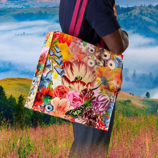 Blossom Shopper Tote Bag | Post Consumer Material Shopping Bag | 15" x 16" | BlueQ at GetBullish