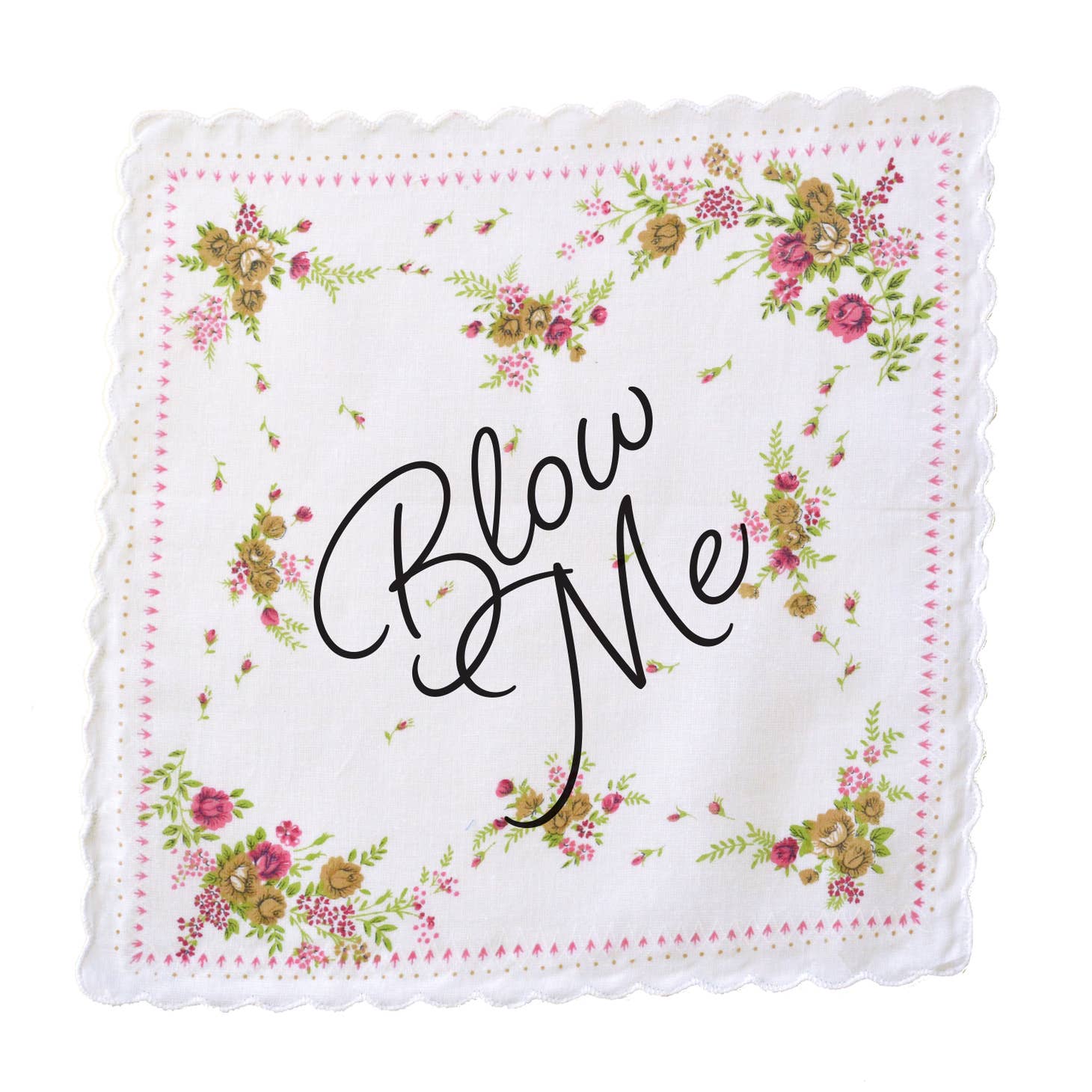 Blow Me Retro Hankie Floral Print Cotton Handkerchief