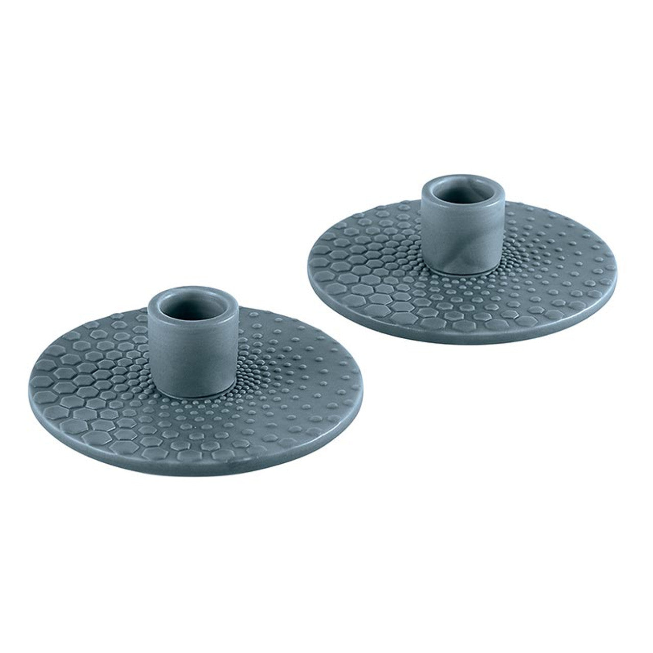 Blue Ceramic Candleholder | Textured Abstract Taper Candle Holder | 4.5" x 1.5"