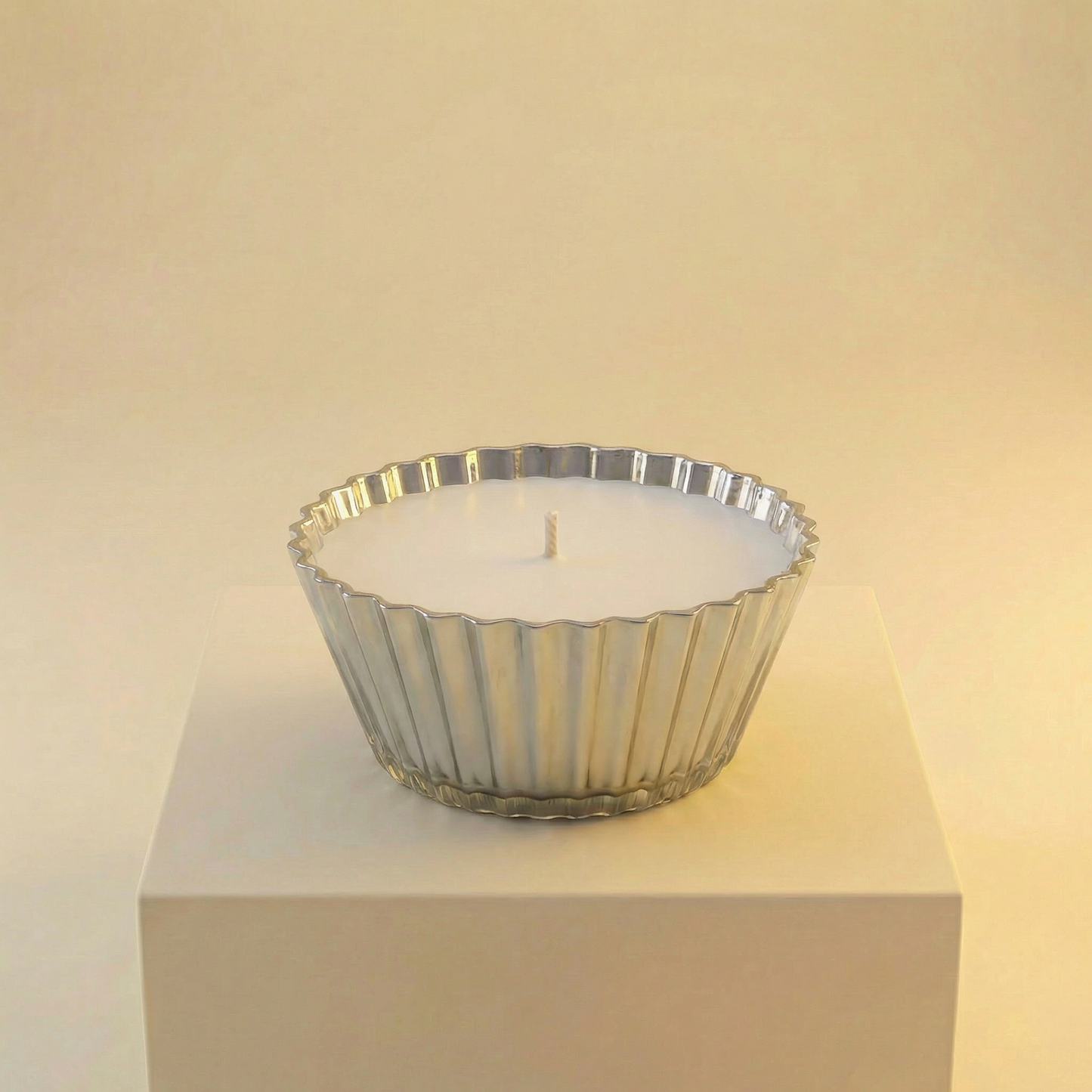 Blue Cupcake Candle | Vanilla Bourbon Cream Scented Glass Candle