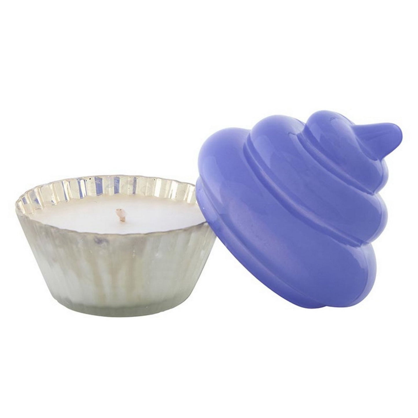 Blue Cupcake Candle | Vanilla Bourbon Cream Scented Glass Candle