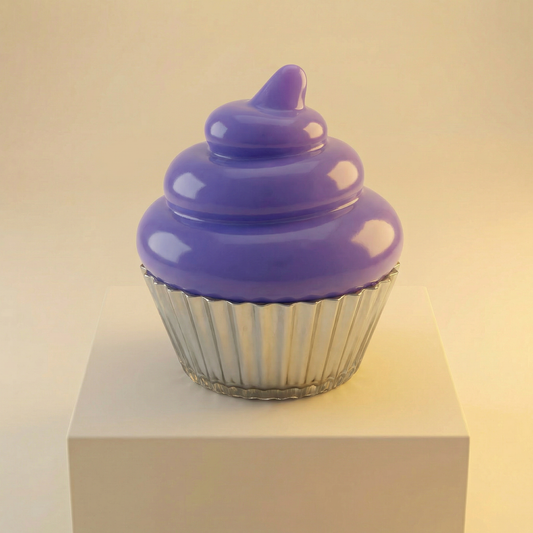 Blue Cupcake Candle | Vanilla Bourbon Cream Scented Glass Candle