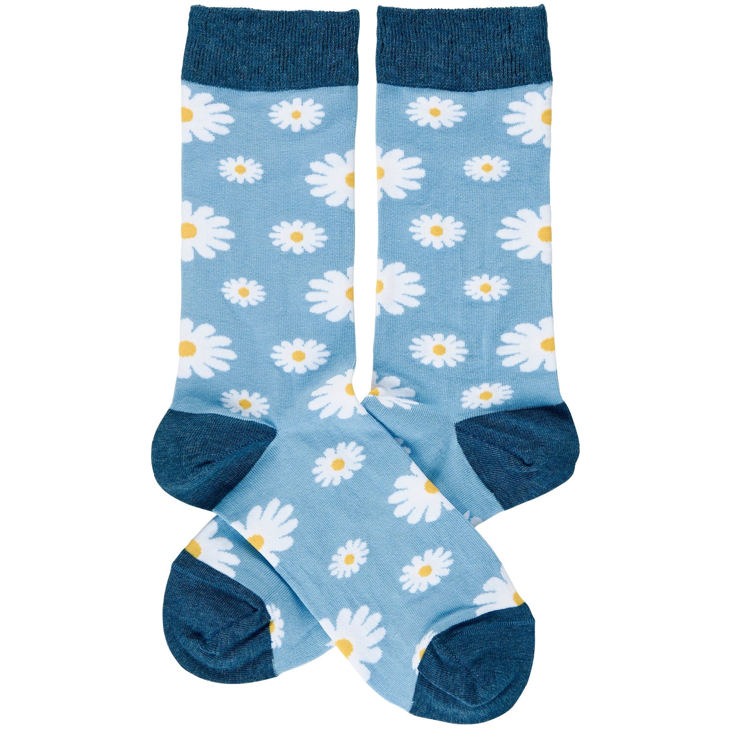 Blue Daisy Cotton Crew Socks | One Size Fits Most