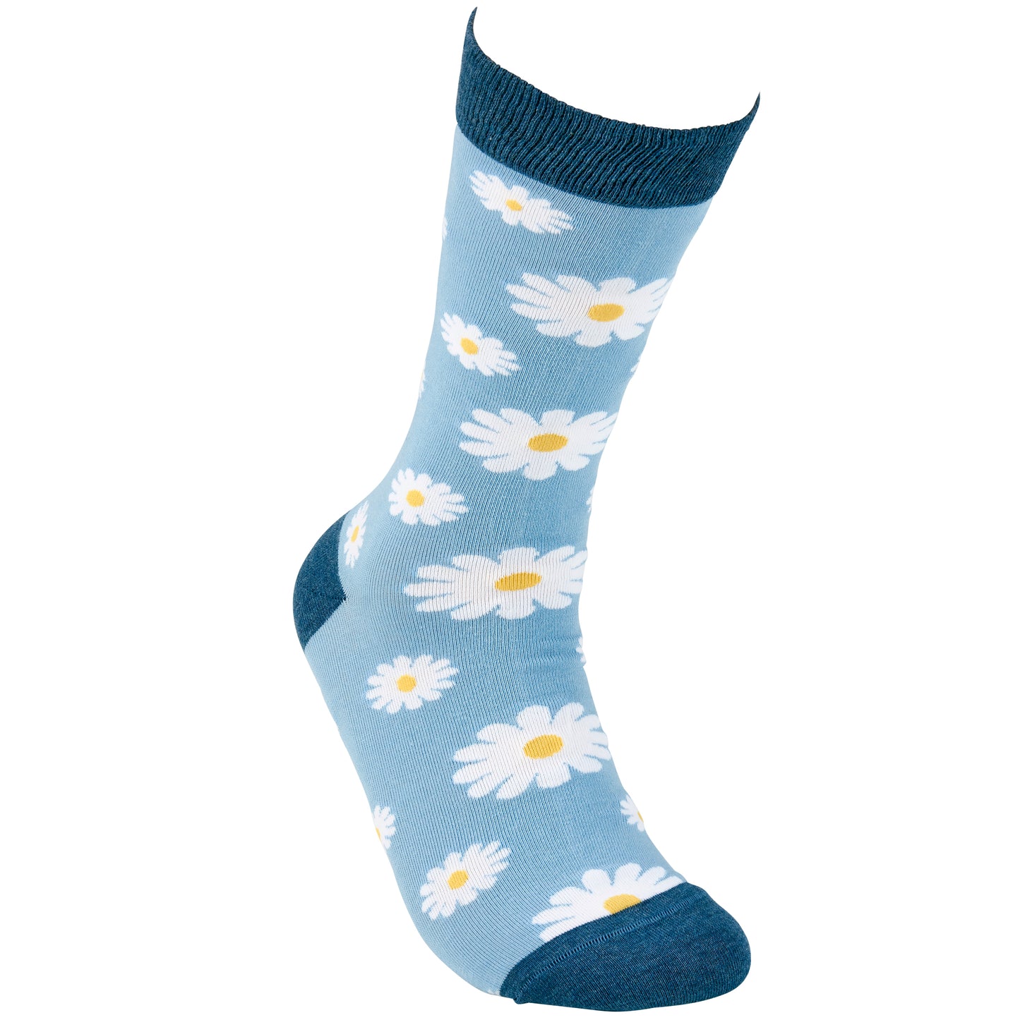 Blue Daisy Cotton Crew Socks | One Size Fits Most
