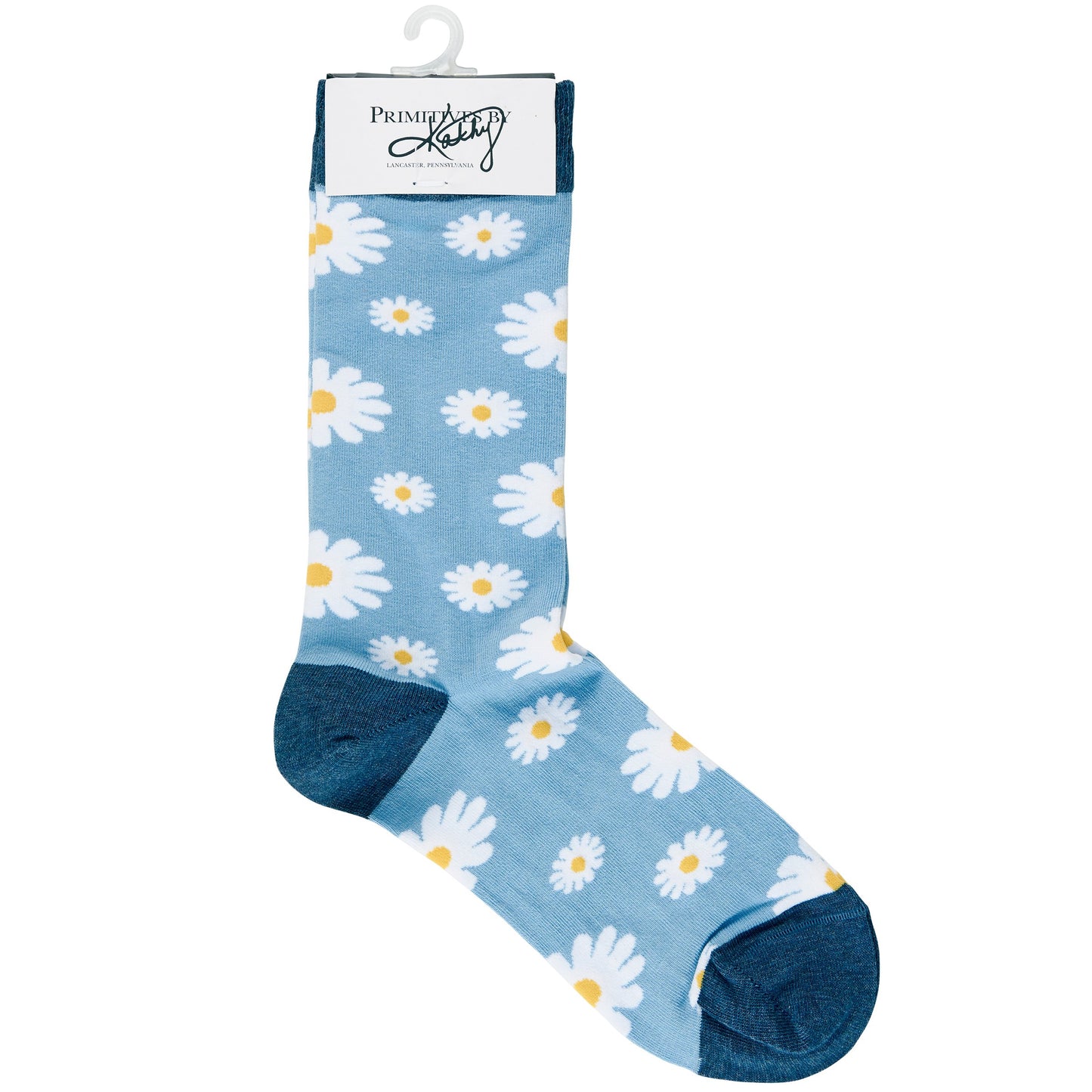Blue Daisy Cotton Crew Socks | One Size Fits Most