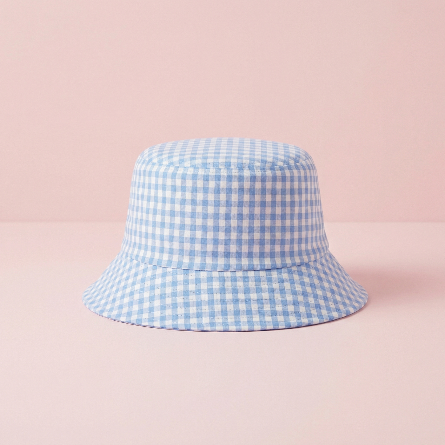 Blue Gingham Print Bucket Hat | 100% Cotton Classic Summer Sun Hat