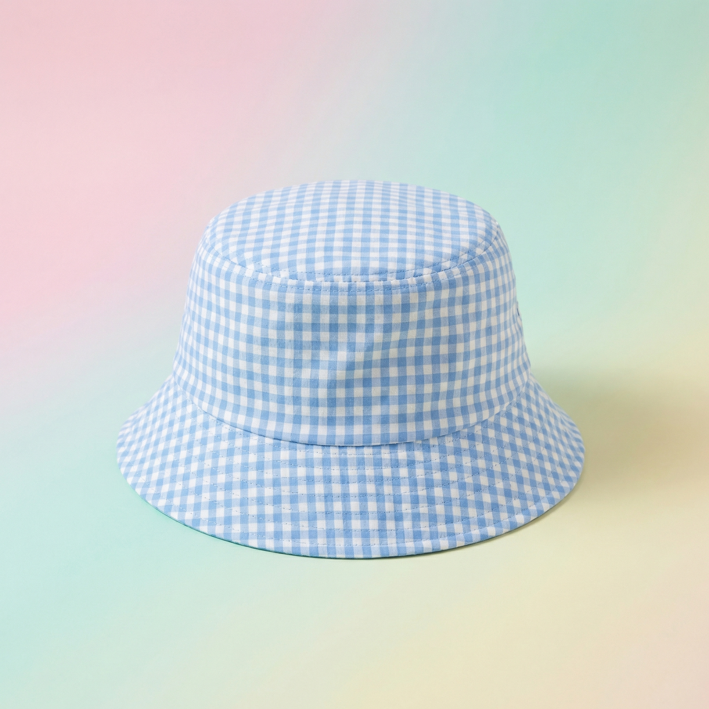 Blue Gingham Print Bucket Hat | 100% Cotton Classic Summer Sun Hat