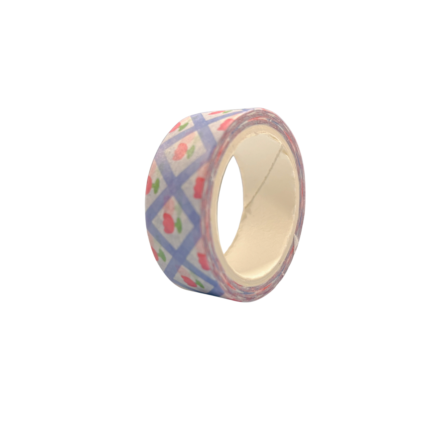 Blue Grid Tulips Washi Tape | Aesthetic Dopamine Y2K Decorative Masking Tape