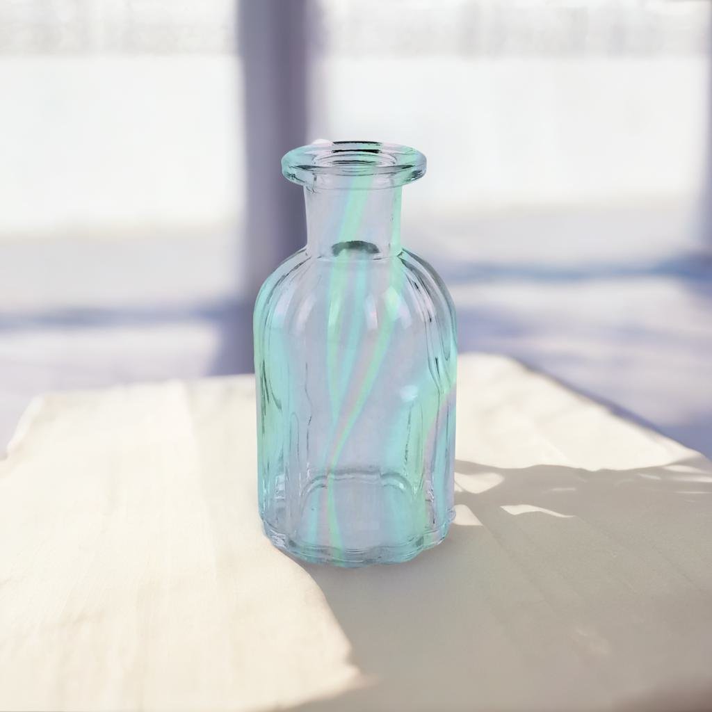 Blue Iridescent Glass Mini Bud Vase