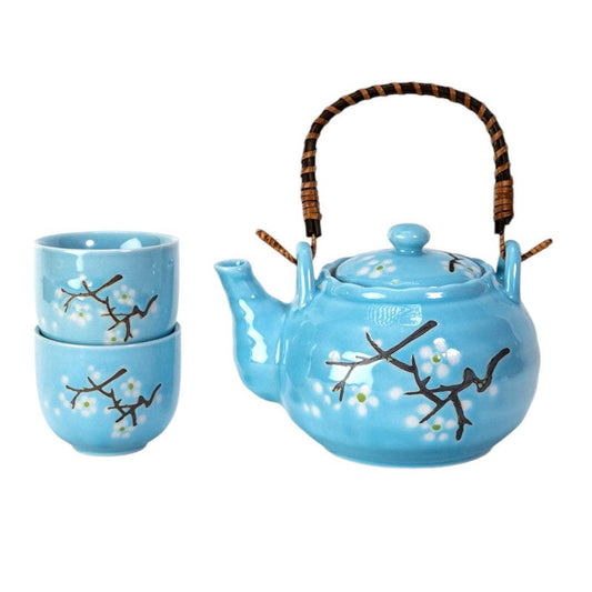 Blue Sakura Cherry Blossom Porcelain Tea Set | 22 fl oz Teapot and 2 Cups-Urban Tokyo-The Bullish Store