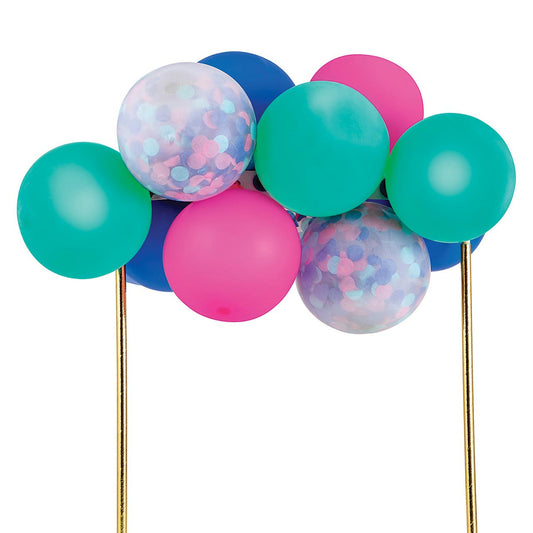 Colorful balloons on sticks with a white background