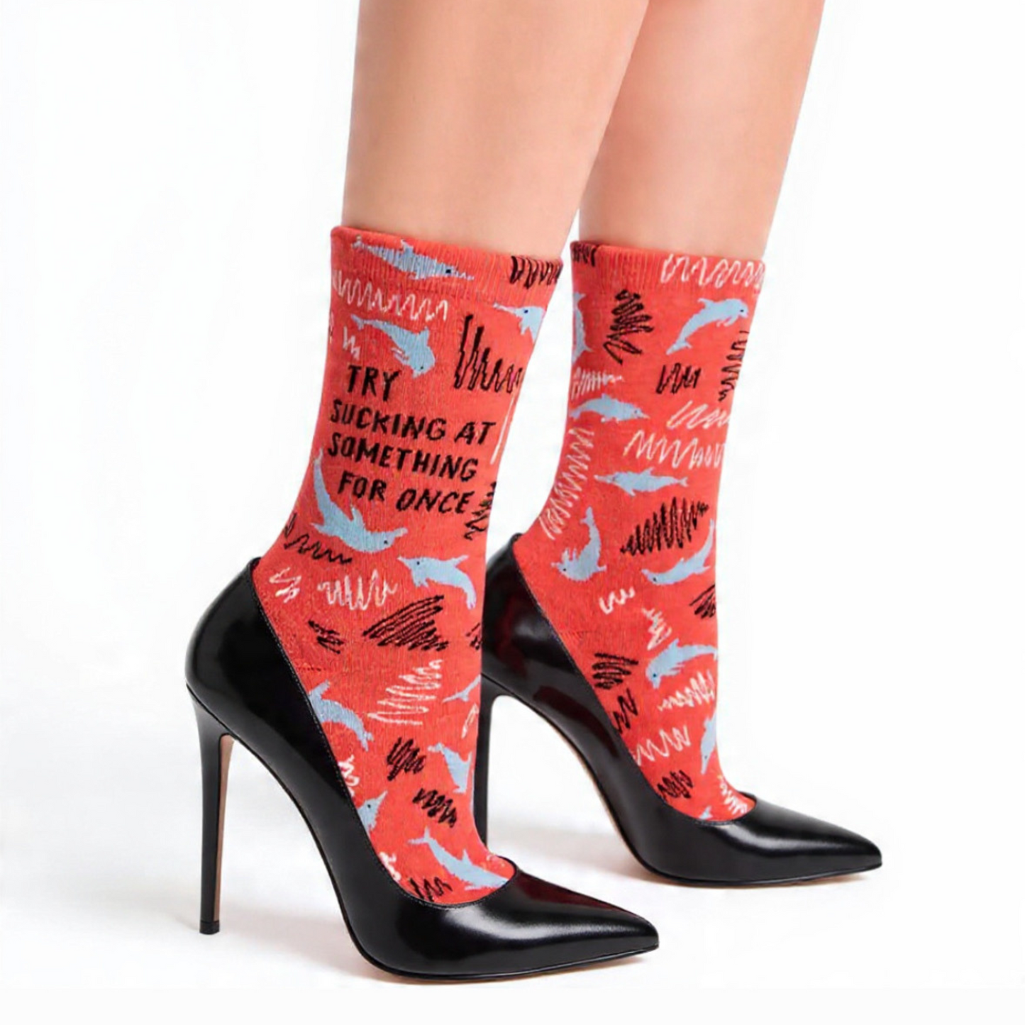 BlueQ Try Sucking At Something For Once Women's Crew Dress Socks | BlueQ at GetBullish