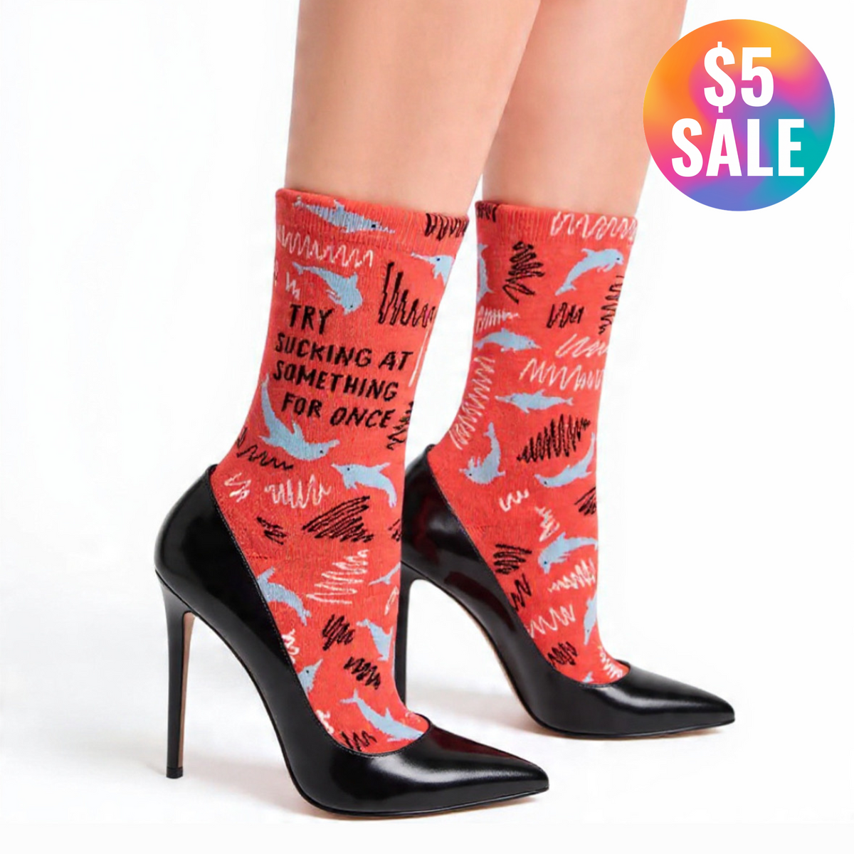 BlueQ Try Sucking At Something For Once Women's Crew Dress Socks | BlueQ at GetBullish