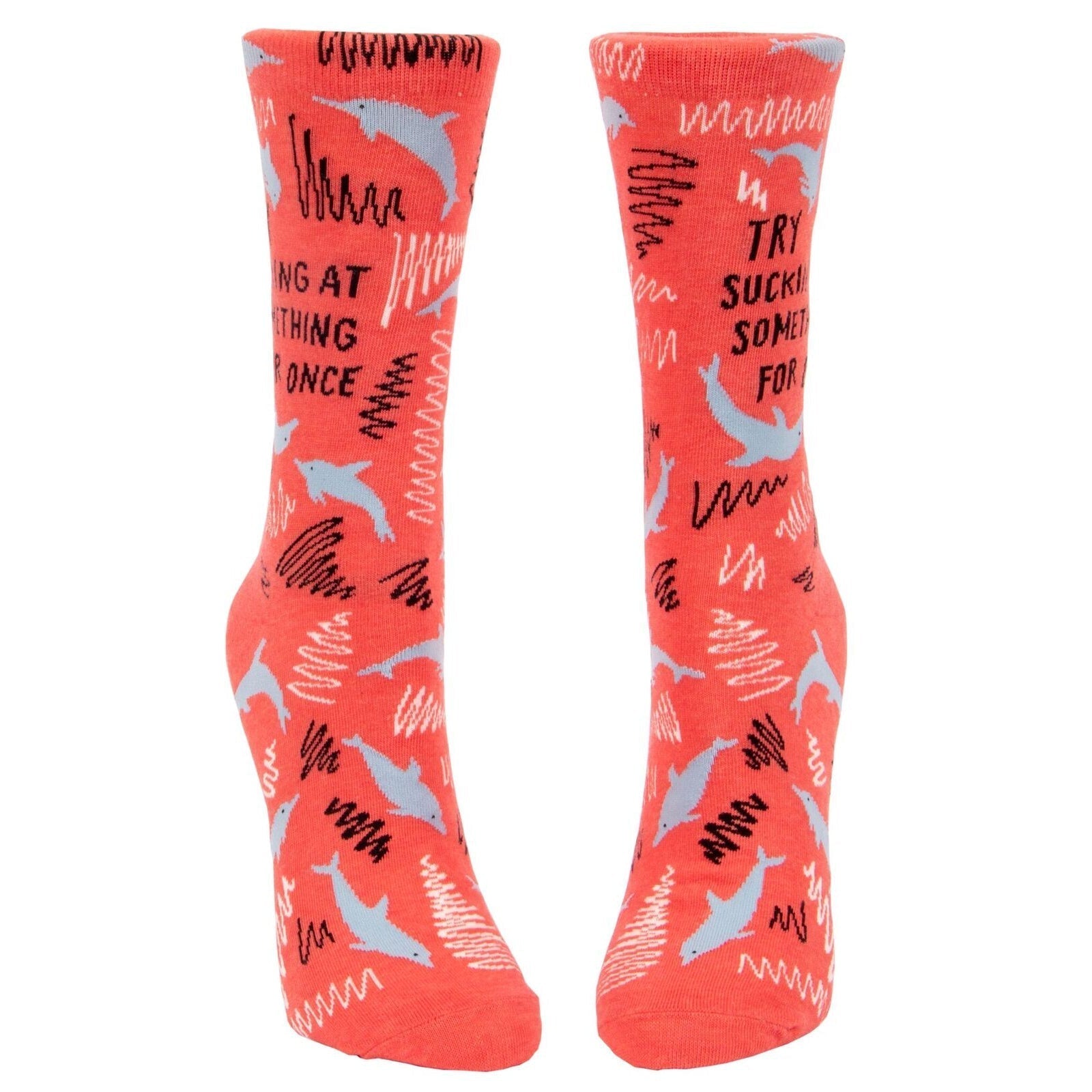 BlueQ Try Sucking At Something For Once Women's Crew Dress Socks | Gift for Her