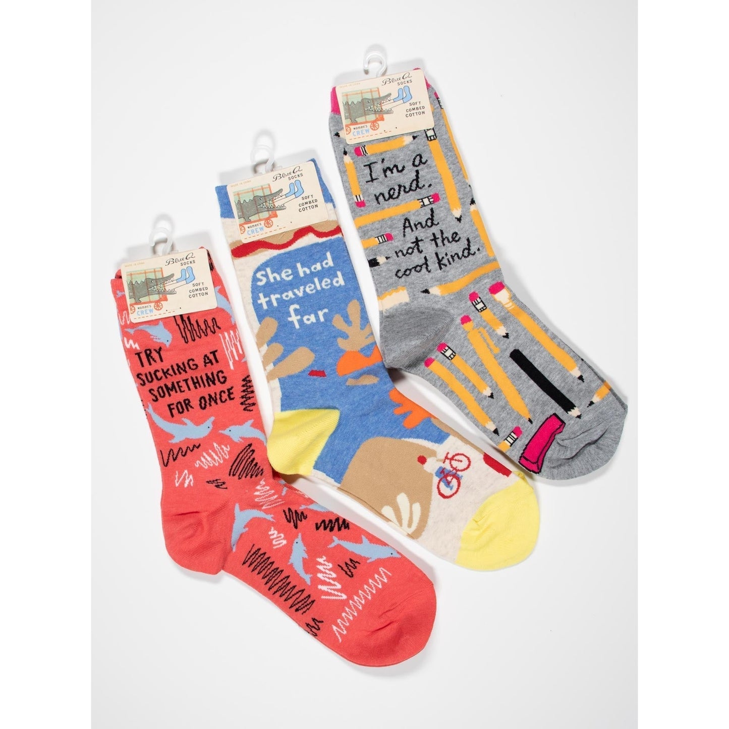 BlueQ Try Sucking At Something For Once Women's Crew Dress Socks | Gift for Her