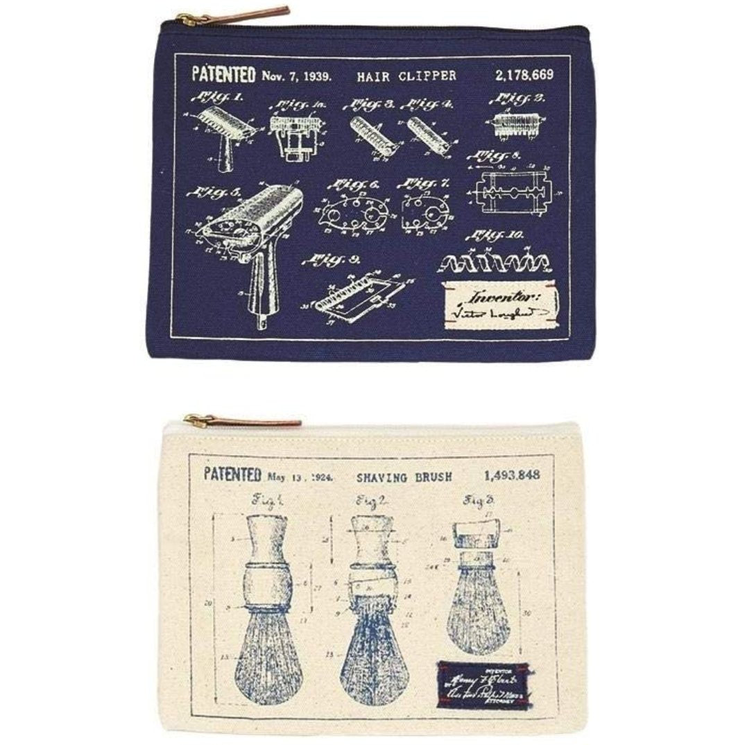 Blueprint Canvas Zipper Pouches | Set of 2 | Masculine Gift