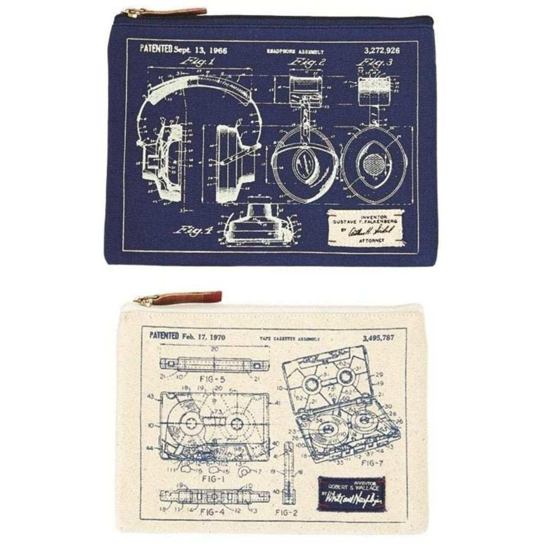 Blueprint Canvas Zipper Pouches | Set of 2 | Men's Gift, Gift for Him