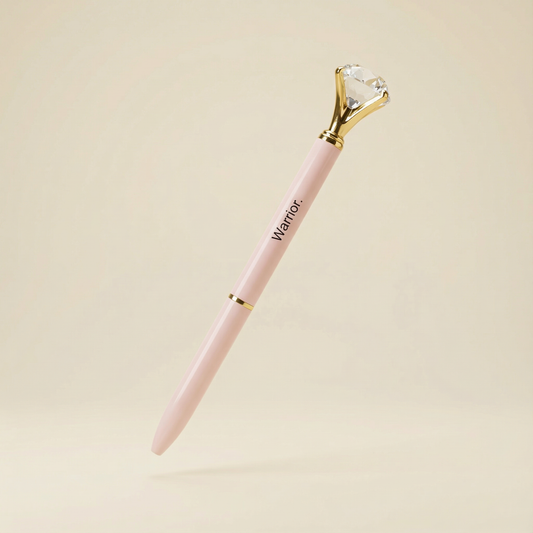 Blush Pink Gem "Warrior" Pen in Gift Box | Jewel-Topped Gift Pen