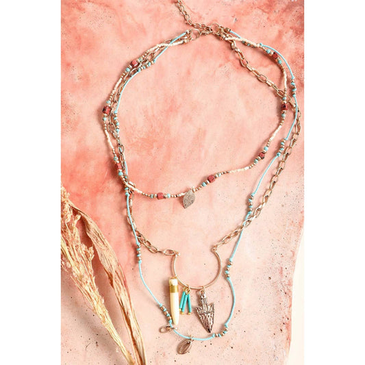 Bohemian Chic Faux Tusk & Horn Necklace 🐘 | Rustic Gold Faux Animal Inspired