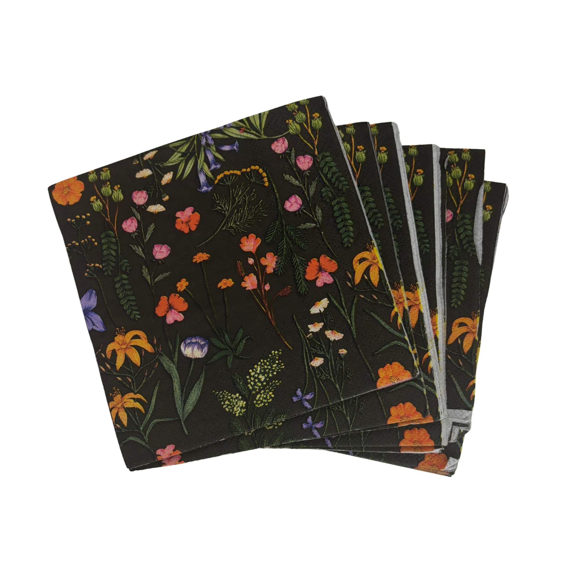 Boho Flowers Beverage Napkins | Floral Party Wedding Cocktail Paper Napkin | 5"