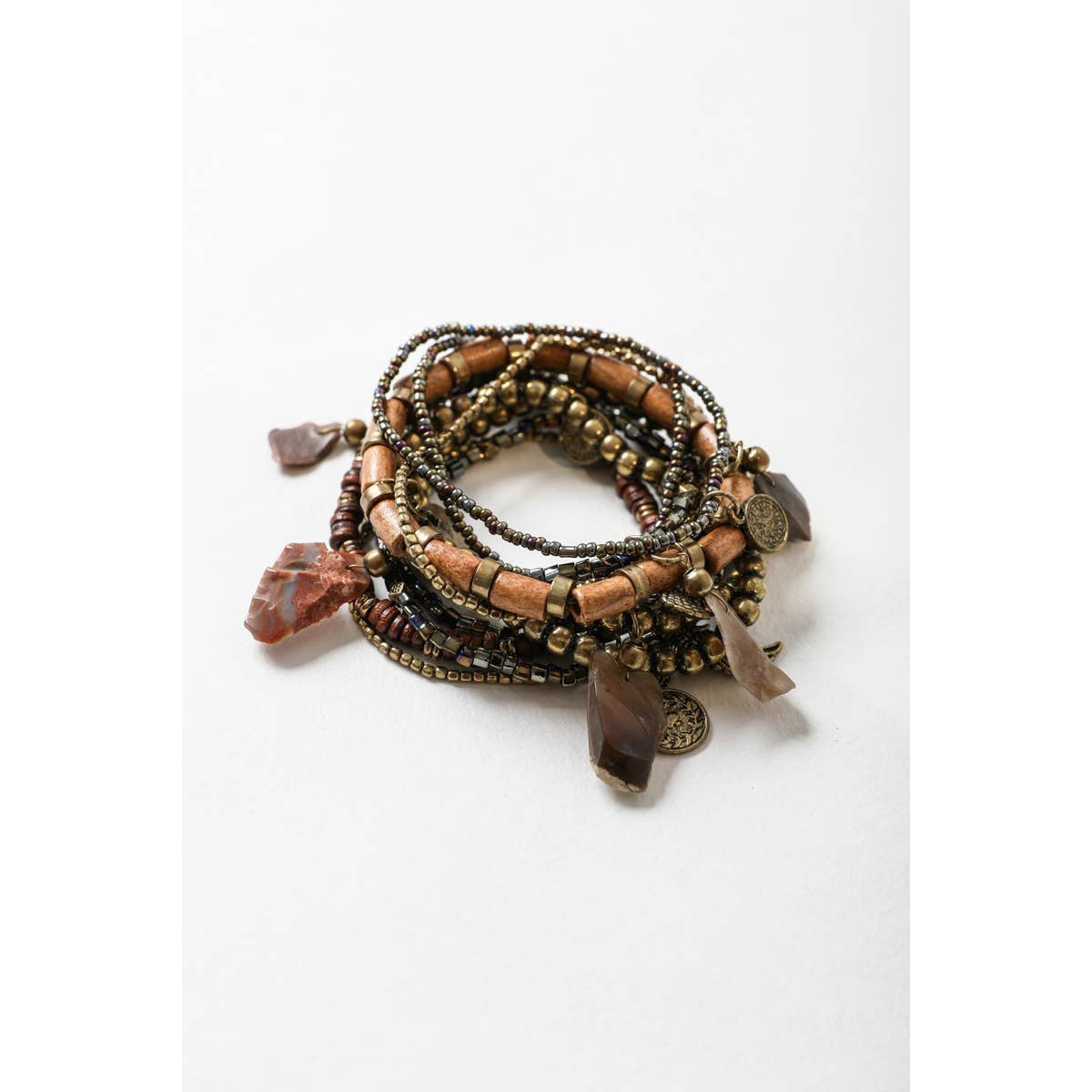 Boho Stone and Bead Stack Bracelet | Stretch Stackable Jewelry