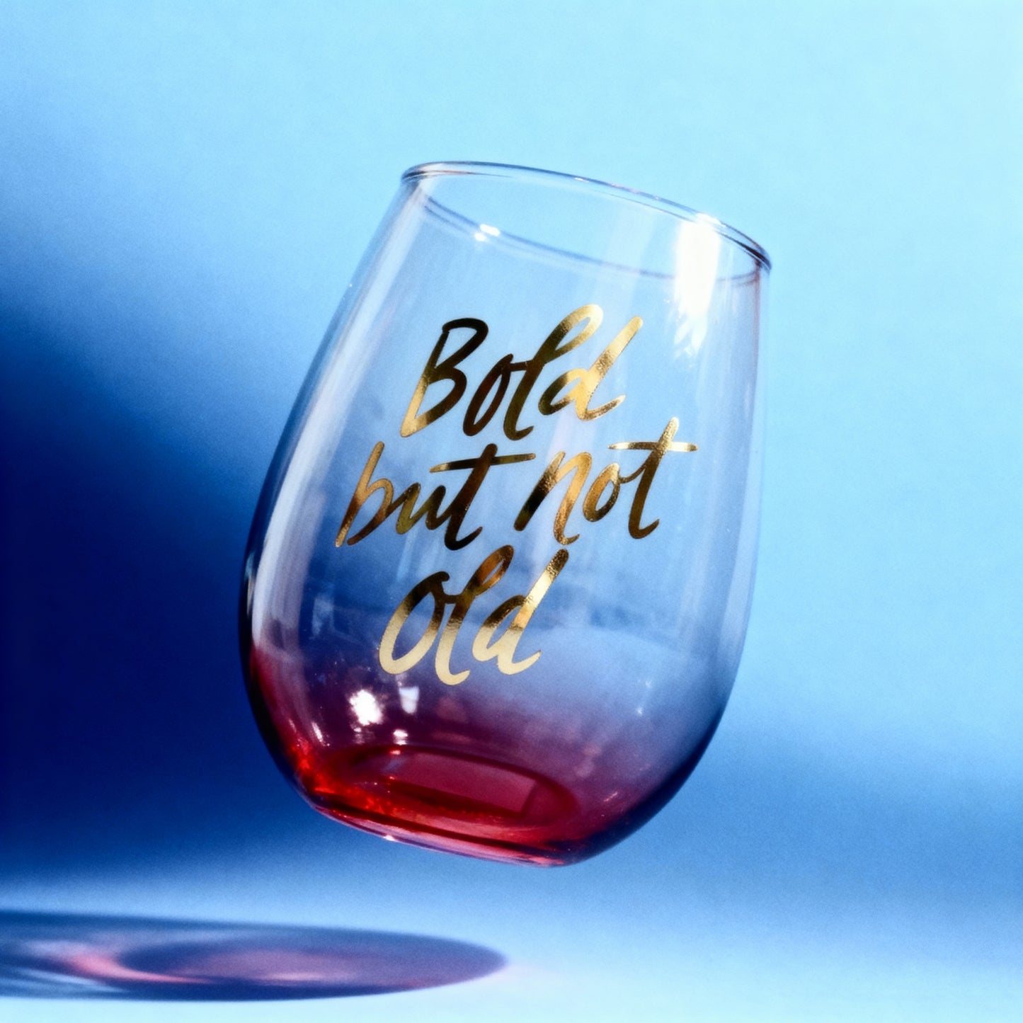 Bold But Not Old Stemless Wine Glass - Birthday or Retirement | Rainbow Glass | 20oz