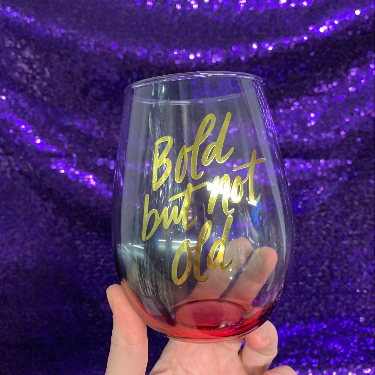 Bold But Not Old Stemless Wine Glass in Tinted Multicolored | 20oz