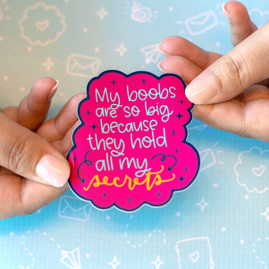 Boobs Hold Secrets Vinyl Waterproof Sticker | Glossy Decal