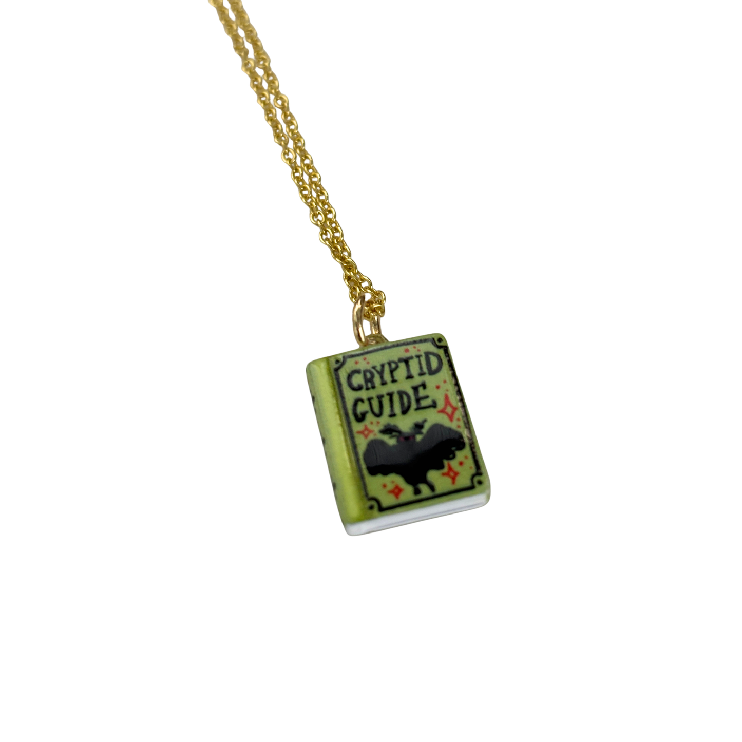 Book Lover Charm Necklace | Handpainted Mini Book | 20" Gold Chain | Romantasy, Spicy, or Cryptid Guide