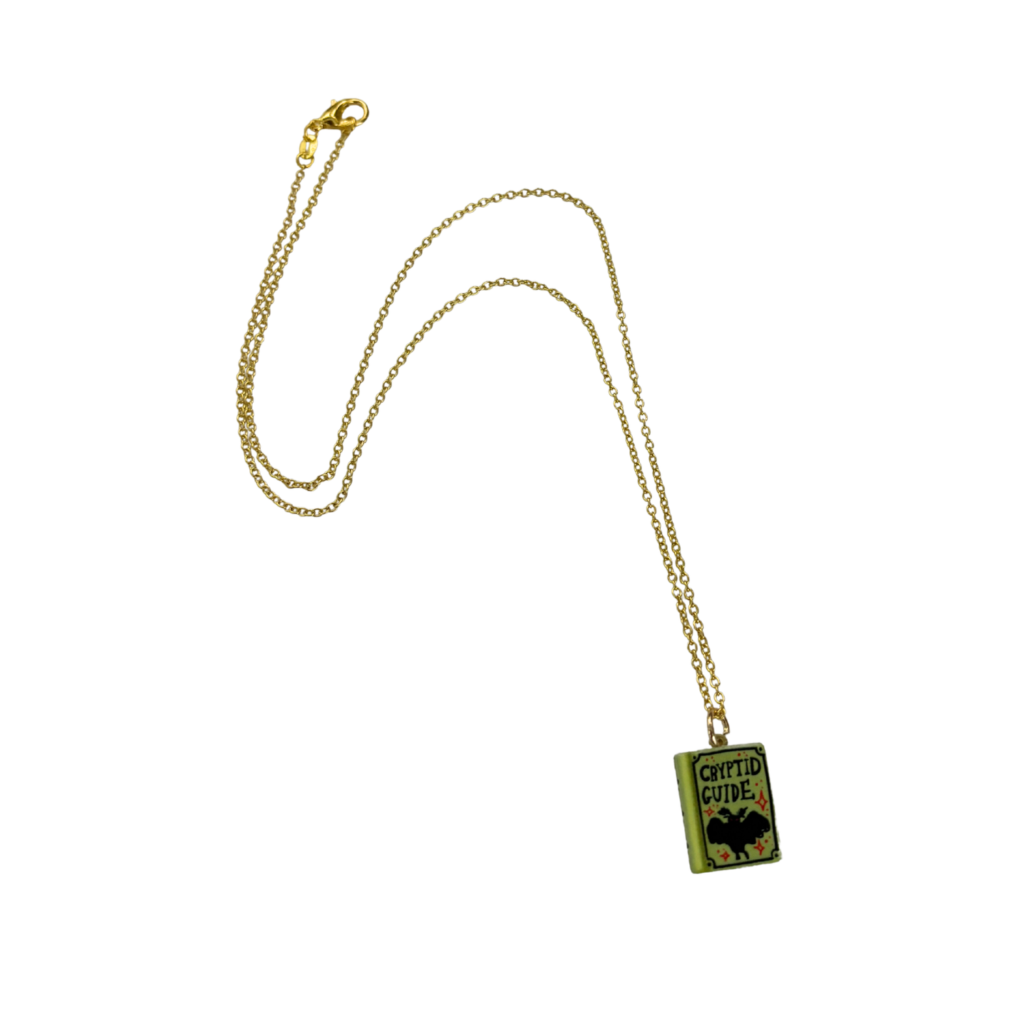 Book Lover Charm Necklace | Handpainted Mini Book | 20" Gold Chain | Romantasy, Spicy, or Cryptid Guide