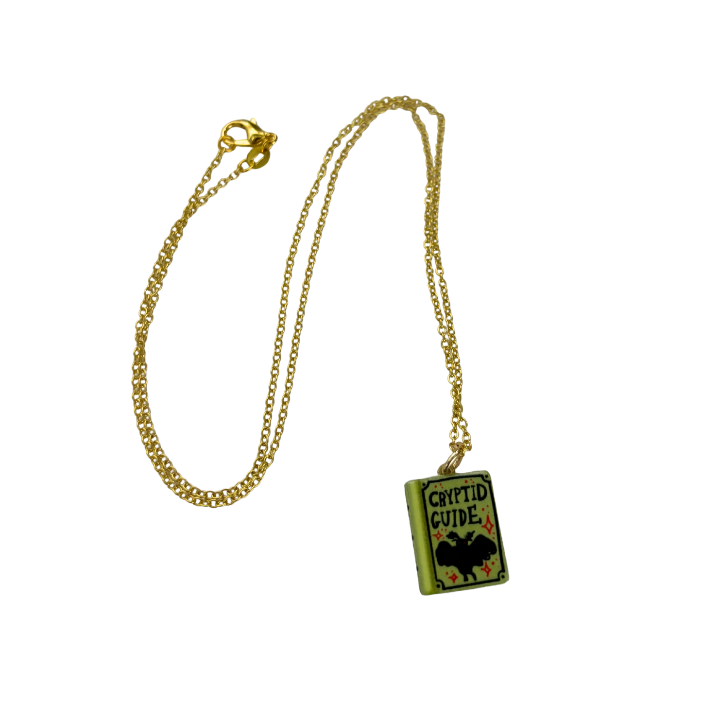Book Lover Charm Necklace | Handpainted Mini Book | 20" Gold Chain | Romantasy, Spicy, or Cryptid Guide