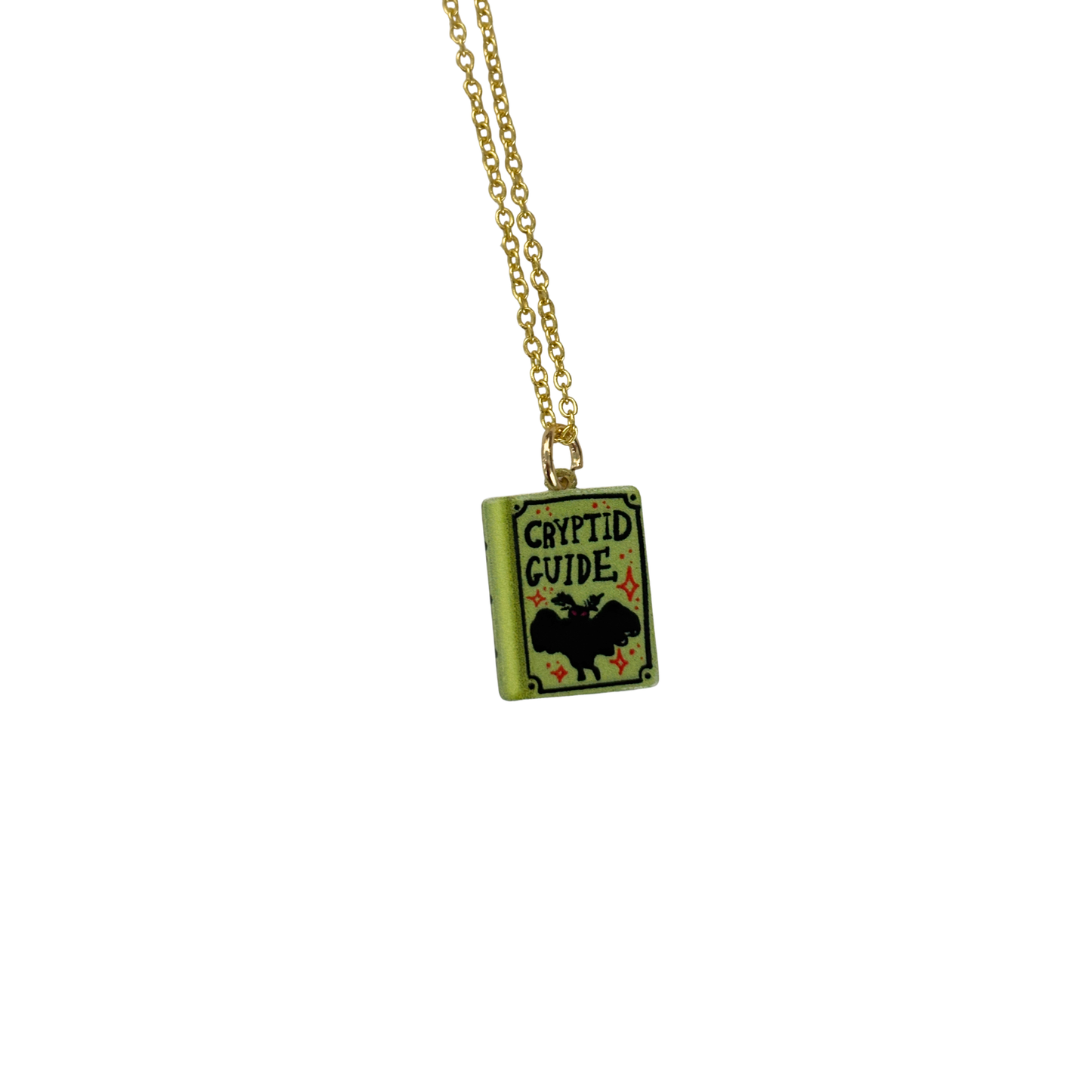 Book Lover Charm Necklace | Handpainted Mini Book | 20" Gold Chain | Romantasy, Spicy, or Cryptid Guide