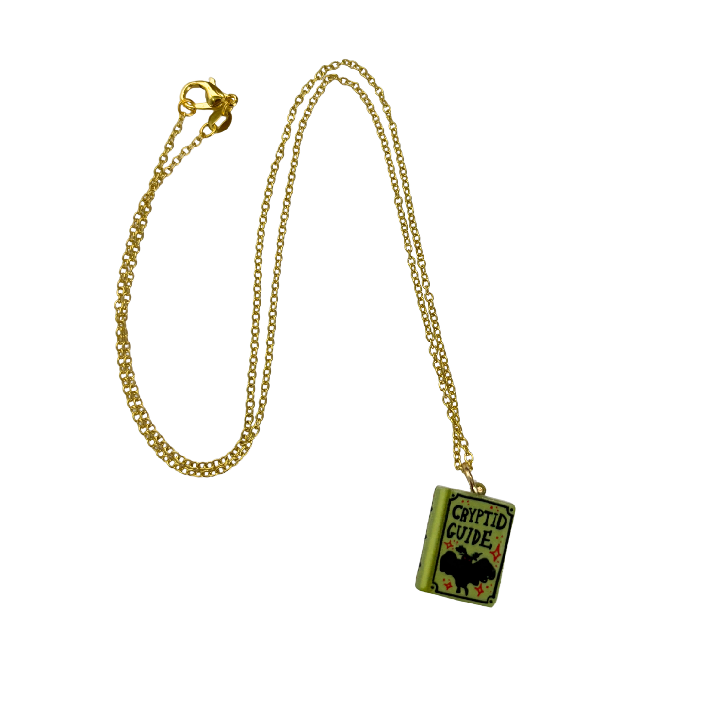 Book Lover Charm Necklace | Handpainted Mini Book | 20" Gold Chain | Romantasy, Spicy, or Cryptid Guide