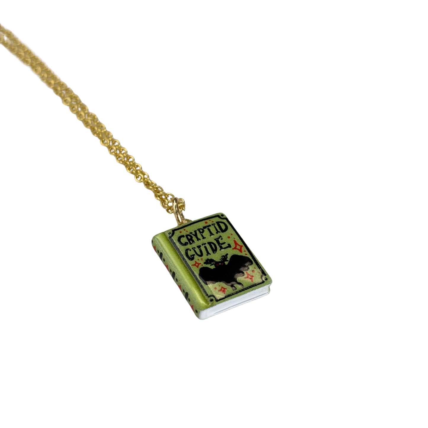 Book Lover Charm Necklace | Handpainted Mini Book | 20" Gold Chain | Romantasy, Spicy, or Cryptid Guide