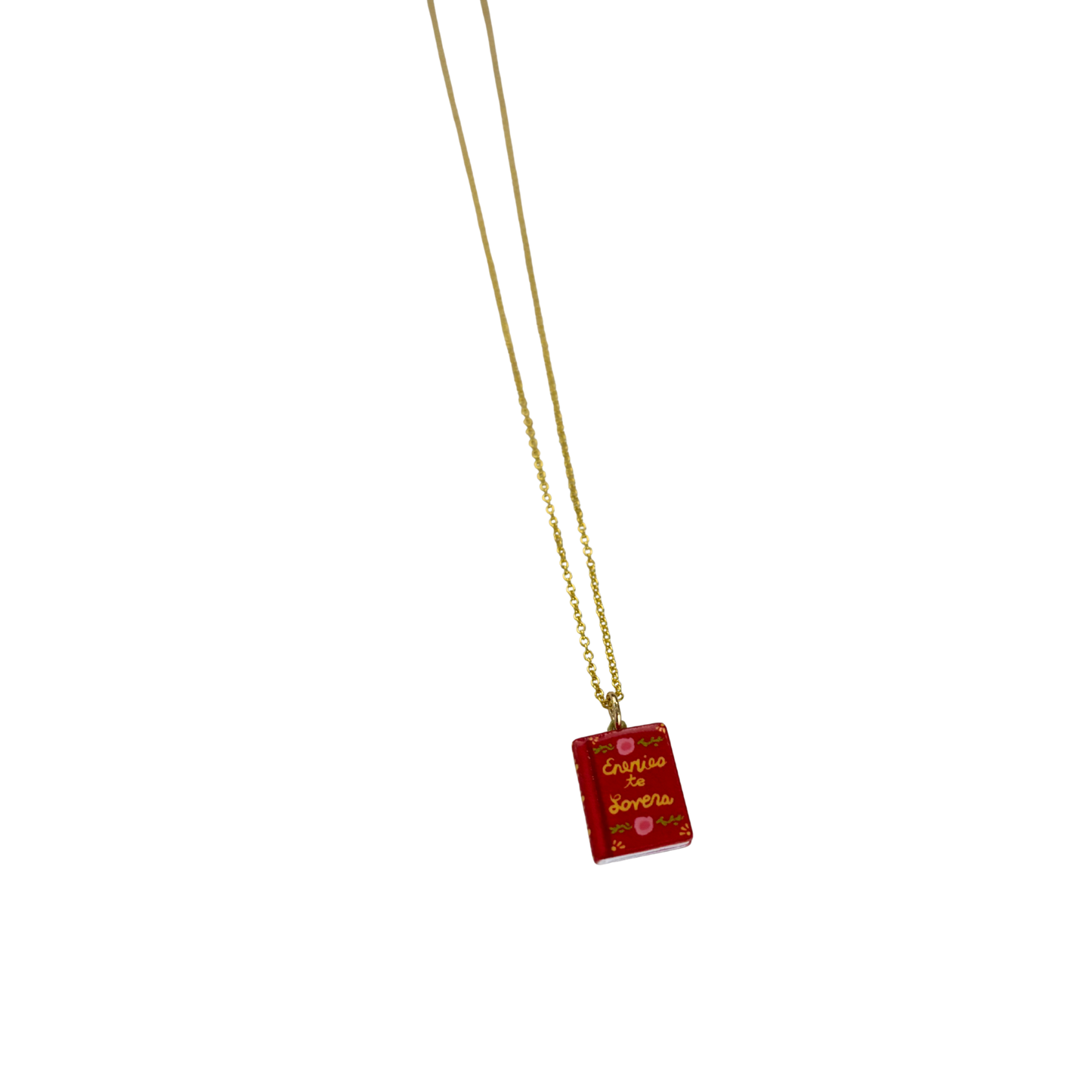 Book Lover Charm Necklace | Handpainted Mini Book | 20" Gold Chain | Romantasy, Spicy, or Cryptid Guide